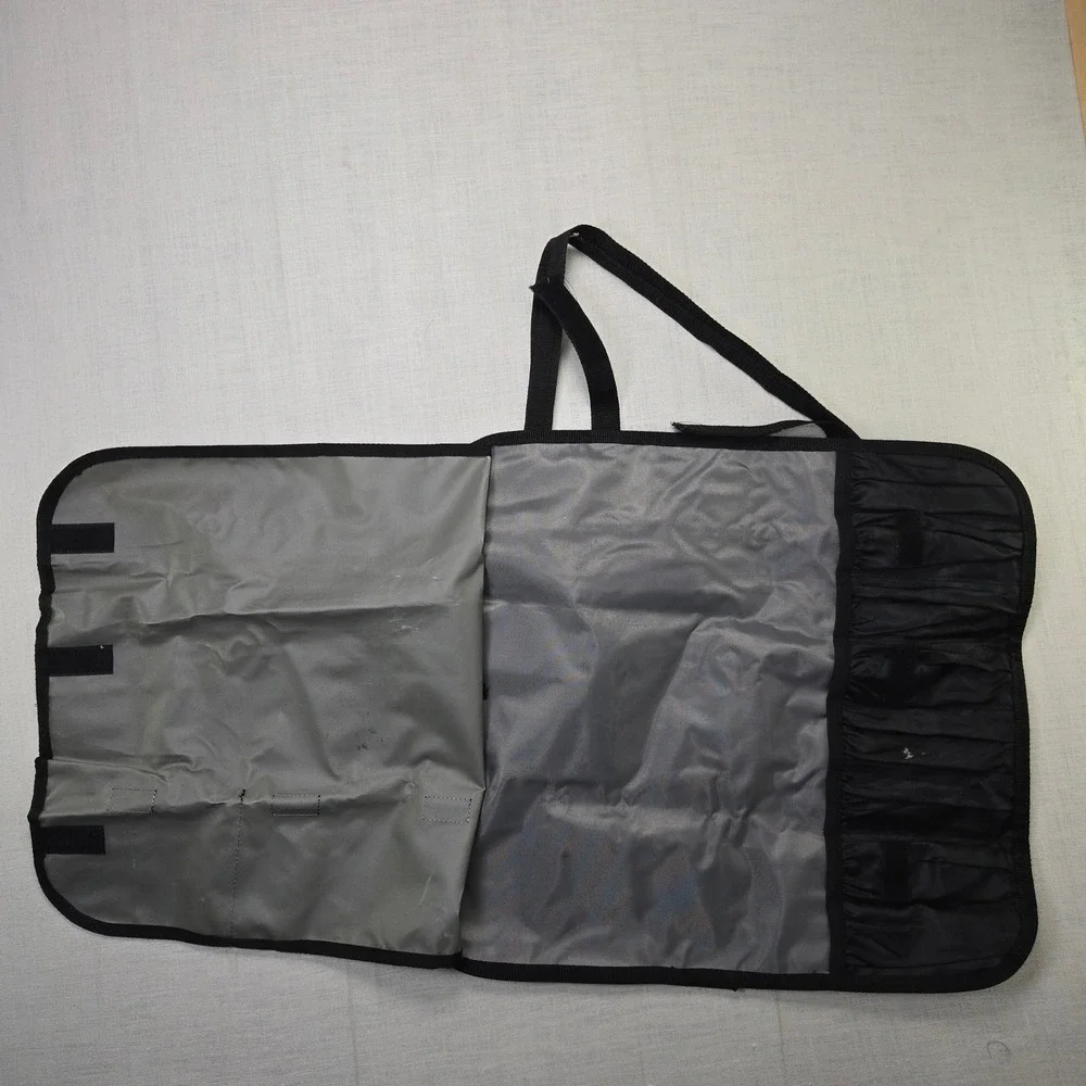 Mercer Chef Knife Roll Bag Culinary Case Paint Stains Blk Shoulder Strap Pockets